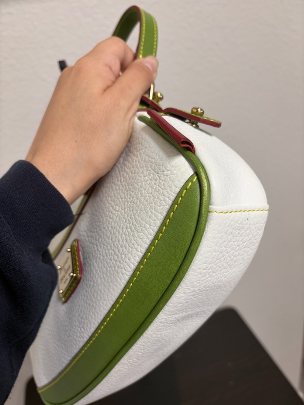 Dooney & Bourke White and Green Leather Small Shoulder Bag - Picture 8 of 12